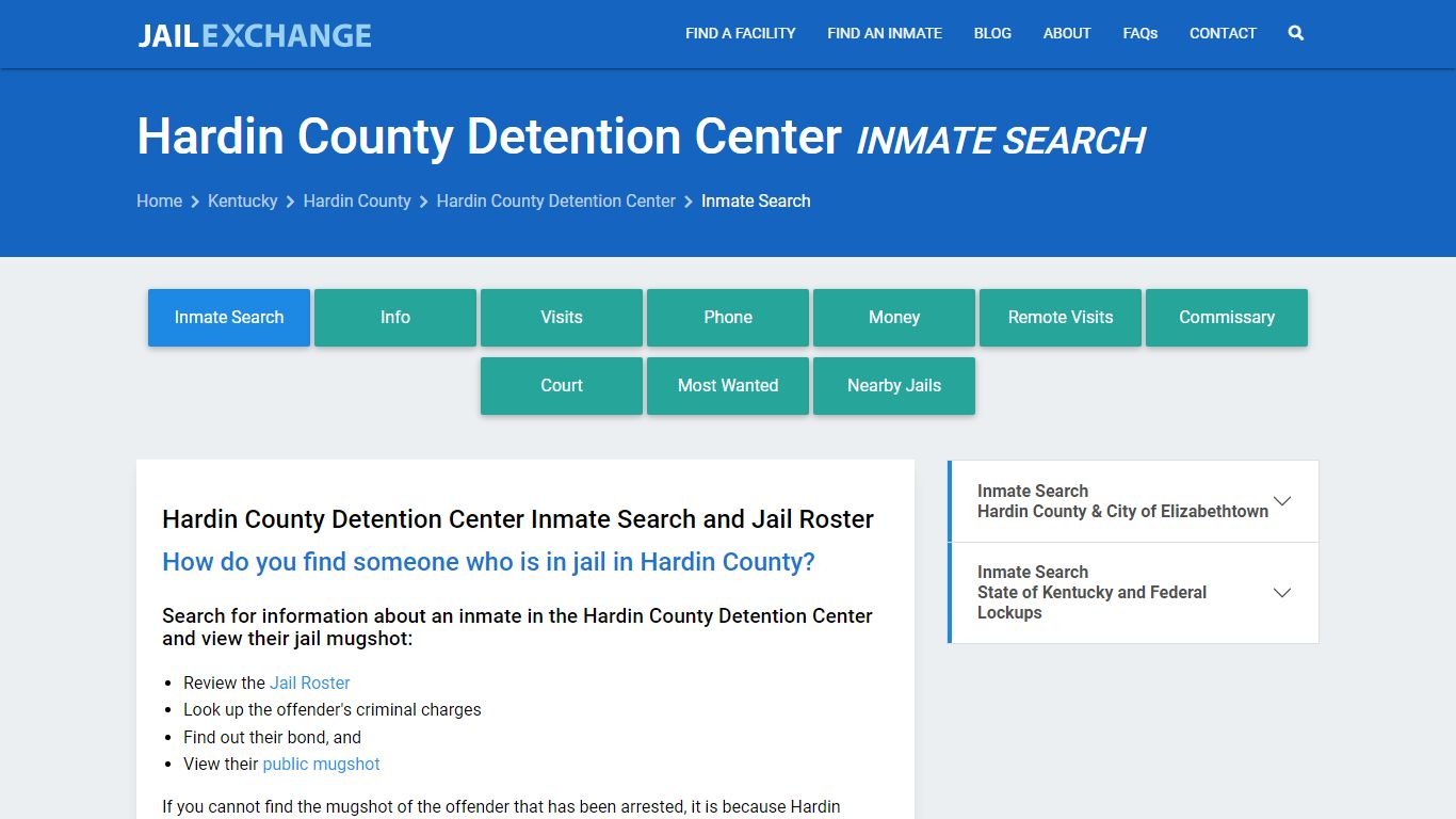 Hardin County Detention Center Inmate Search - Jail Exchange