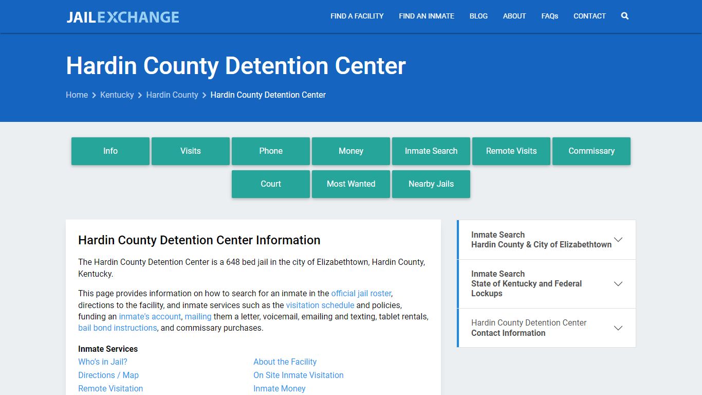 Hardin County Detention Center, KY Inmate Search, Information